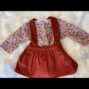 Baby girl corduroy suspender skirt, size 3-6 mos